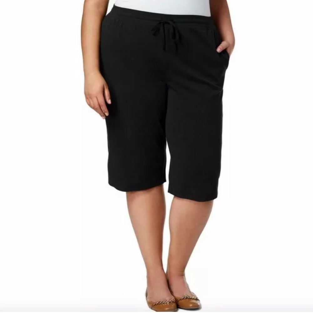 Karen Scott Cotton Capri Pants Black Plus Size 2X